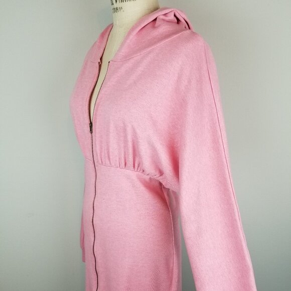 Venus Bubblegum Pink Hooded Sweatshirt Long Sleeve Full Zip Front Dress * Medium - Picture 2 of 5